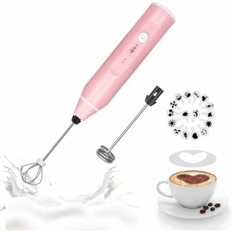 Green Mobility-Mousseur à lait portatif, mélangeur à fouet rechargeable pour café avec pochoirs artistiques, mélangeur à café pour cappuccino, match de chocolat chaud, Frappe, chocolat chaud, fouet à