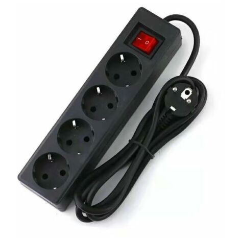 Green Mobility-Multiprise 4 Prises 16A 2P avec Interrupteur, Rallonge 3M 230 V, Noir