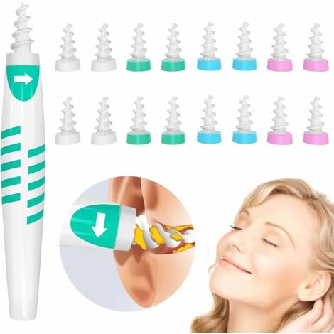 Green Mobility-Oreilles,  Oreille, Nettoyeur D'oreilles, Kit D'Enlèvement de Cire d'Oreille Nettoyeur d'Oreilles Avec 16 Embouts de Remplacement Lavables en Silicone pour Adulte et Enfant