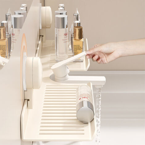 Green Mobility-Organisateur de lavabo de salle de bain, étagère de comptoir pour robinet (blanc, 15,7 pouces)