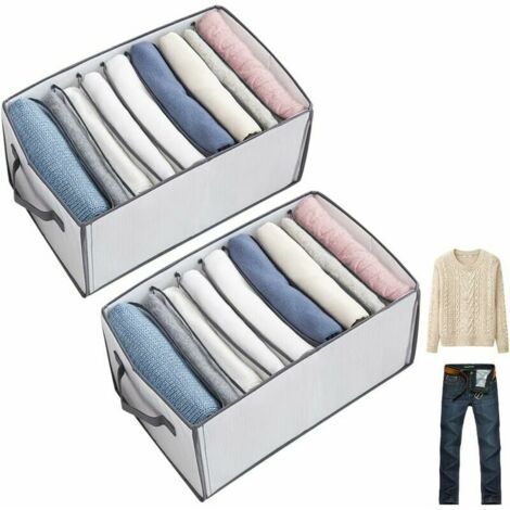Green Mobility-Organisateur de placard tiroir vêtements 2 pièces système d'organisation de boîte de rangement pliable Boîte organisateur de placard empilable renforcée pour pantalons, jeans, tshirt, s