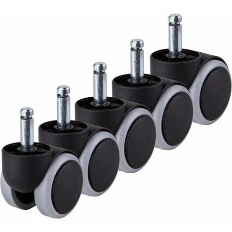 Green Mobility-(Pack de 5 articles) 50 mm Roue en caoutchouc Chaise de bureau pivotant à roulettes de remplacement double Roulettes meubles Appliance et équipements de pas de rayures（M11）