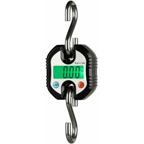 Green Mobility-Pèsepersonne électronique à crochet de 150 kg Affichage numérique rétroéclairé LCD, noir avec batterie assortie noir avec batterie assortie