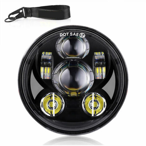 Green Mobility-Phare Retro De Moto A Led Rond 12V, Adapte A 5,75 Pouces, Noir