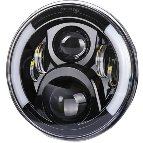 Green Mobility-Phares de moto LED  12V/24V, clignotants ronds rétro, remplacement de phare pour Jeep Wrangler de 7 pouces
