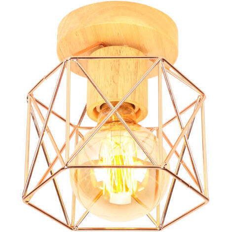 Green Mobility-Plafonnier Moderne Lampe De Plafond Vintage Luminaire Plafonnier Rétro Abat-Jour Cage En Métal Pour Café Couloir Chambre Cuisine Salon Or Rose
