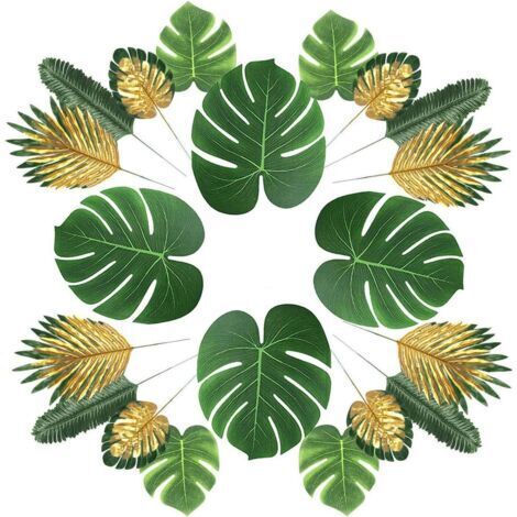 Green Mobility-Plantes artificielles 66 Morceaux 6 Feuilles Palmier Artificiel,Fausses Feuilles,Tiges et Feuilles,Simulation Plantes Tropicales,FêTe Hawa ThèMe Plage Jungle,FêTe Table,Fausses DéCorati