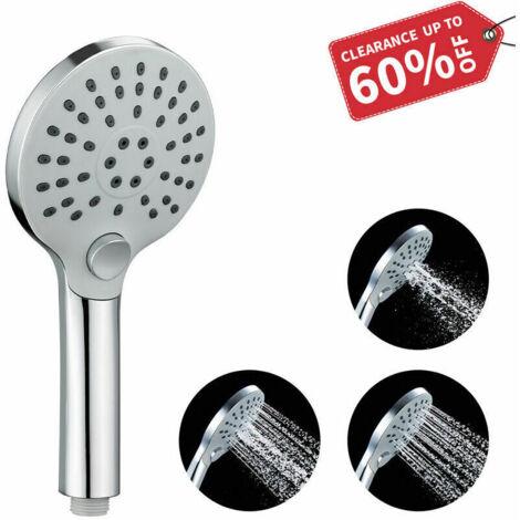 Green Mobility-Pommeau de Douche Chromé Douchette à Main Blanc avec Un Bouton 3 Jets aux Choix Douchette Anticalcaire Universelle Amovible，Le paquet contient 2
