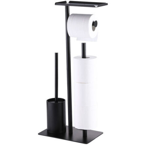 Green Mobility-Porte-papier toilette vertical  pour 3 rouleaux avec petit disque et brosse WC, noir