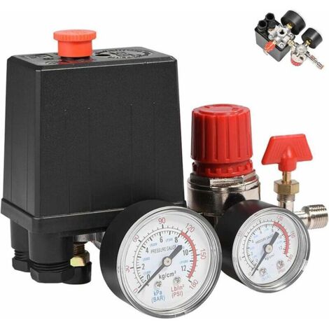 Green Mobility-Pressostat pour compresseur d'air monophasé 90-120PSI à 4 ports avec jauges pour une réduction rapide de la pression -