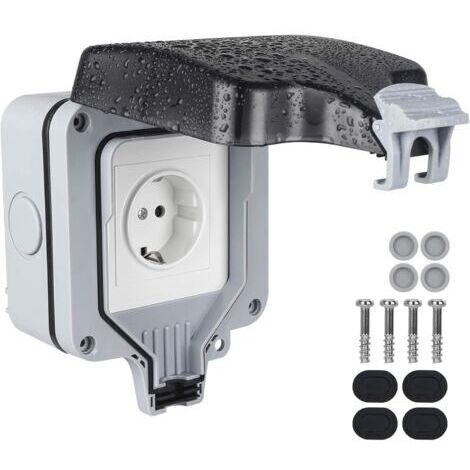 Green Mobility-Prise extérieure étanche IP66 – 16A 220V-250V – Couvercle à charnière – Pour chantiers humides et extérieurs
