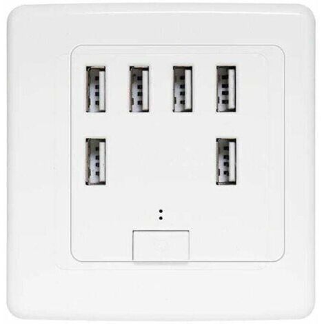 Green Mobility-Prise murale USB universelle avec 6 ports intégrés, panneau de charge 220 V 4 A, compatible avec la charge rapide.