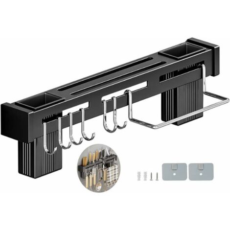 Green Mobility-Racks à Ustensiles,  40cm Porte Ustensiles Cuisine En Acier Inoxydable, Capacité De Charge Élevée, Avec 6 Pièces Crochets Faciles À Retirer, Vis Fortes De 18 mm