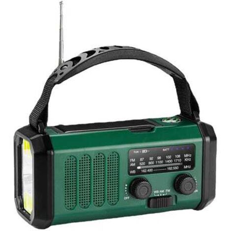 Green Mobility-Radio d'urgence avec lampe de poche LED, radio portable AM/FM NOAA avec batterie externe 10 000 mAh, vert militaire