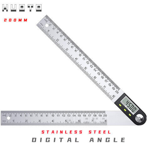 Green Mobility-Rapporteur d'Angle Numérique 0-200mm Numérique Angle Finder 0-360 °Rapporteur Numérique 2 en 1 en Acier Inoxydable avec Affichage LCD Mesure Angle pour Travail Du Bois Construction Répa