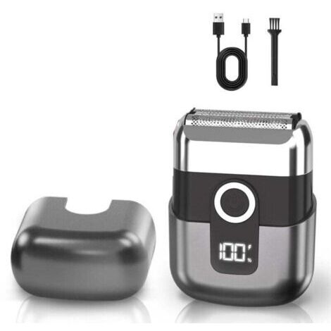 Green Mobility-Rasoio elettrico a lamina per uomo per il viso, rasoio senza fili impermeabile IPX7 con 3 lame galleggianti, display LED, ricarica rapida tramite USB-C per viaggi e casa