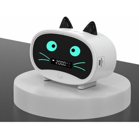 Green Mobility-Réveil de chat de dessin animé, double réveil, haut-parleur Bluetooth, appel mains libres