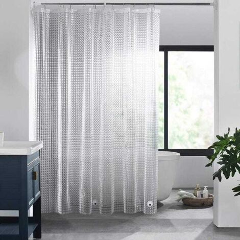 Green Mobility-Rideau de douche PEVA yeux de chat,rideau de douche 3D étanche,résistant à la moisissure,rideaux de salle de bain transparents épais avec 12 crochets