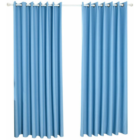 Green Mobility-Rideau en tissu occultant de haute precision, perfore140  245cm, bleu bleu