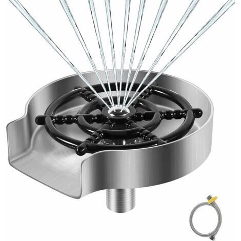 Green Mobility-Rince Verre en Acier Inoxydable, Accessoires pour Evier de Cuisine, Rondelle en Métal, Rince Verre Evier, Nettoyeur Verre, Accessoires de Cuisine, Argent Mat