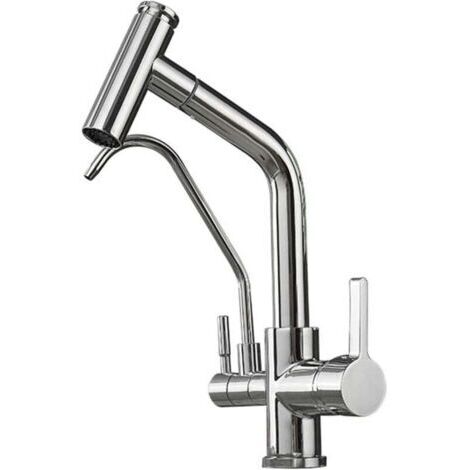 Green Mobility-Robinet de Cuisine 3 Voies Laiton Douchette Extractible Eau Chaude Froide Purifiée Multifonction