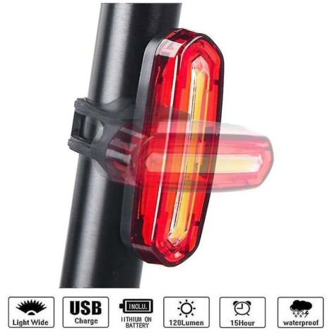 Green Mobility-Rouge Blanc Double Couleurs 6 Modes Taill Usb Rechargeable Feu Arrière De Vélo, Led Vélo Feu Arrière Étanche Super Lumineux Facile