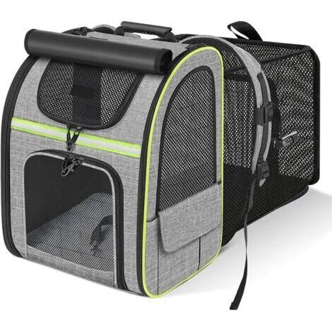 Green Mobility-Sac à dos pour animaux de compagnie  avec fenêtre en filet, espace extensible, portable et pliable avec rideau supérieur, sac respirant pour chien, tissu Oxford imperméable, idéal pour.