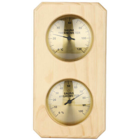 Green Mobility-Sauna 2 en 1 Hygromètre en bois pour sauna Hygrothermographe d'intérieur pour sauna