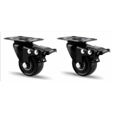 Green Mobility-Set de 2 Roulettes pivotantes, 50mm Roulettes avec Frein Roues pour Meubles, Roulettes Transports jusqu'à 300 kg Heavy Duty Industrielles Plaques Roulette pour intérieur et extérieur No
