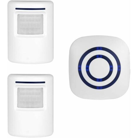 Green Mobility-Sonnette sans Fil, Carillon sans Fil Etanche à 150 Mètres de Portée, Kit de Carillon avec LED et 36 Mélodies au 4 Niveau Volume pour Maison, Bureau, Hôtel-1 Emetteur et 2 Récepteurs Inc