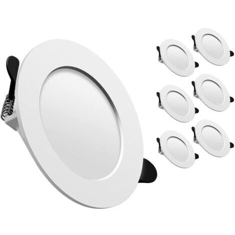 Green Mobility-Spot encastrable LED extra plat 35mm – 9W 900lm blanc froid 6000K – Installation directe AC220V – Lot de 6 pour salon cuisine couloir