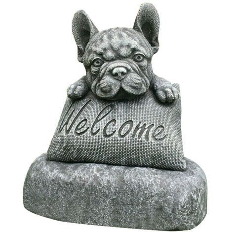 Green Mobility-Statue bouledogue français décoration de jardin panneau de bienvenue résine artisanat ornement intérieur extérieur Sculpture