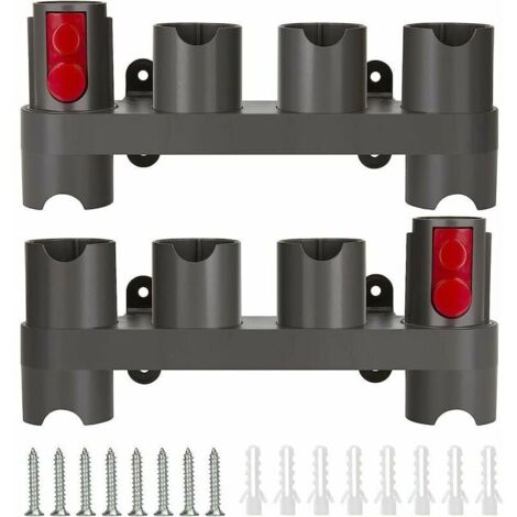 Green Mobility-Support Accessoires pour Dyson V7 V8 V10 V11 Aspirateur Support Mural Organisateur avec 10 Prises de Rangement 2 Pièces Gris