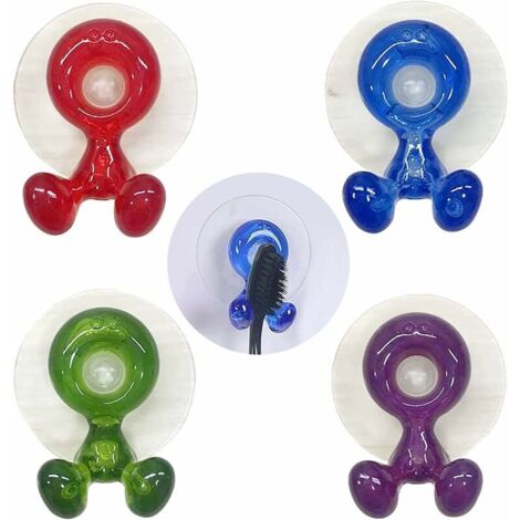 Green Mobility-Support de Brosse à Dents avec Ventouse 4 pcs Support Mural pour Brosse à Dents Porte Brosse à Dents Mural Anti-bactérien à Dents Titulaire pour Salle de Bain(Bleu Vert Rouge Violet)