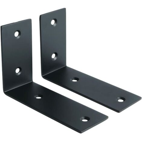 Green Mobility-Support d'Étagère d’Élargissement Support d'Angle Brace de Tablette Réglable Murale à Suspendre en Verre/Bois avec Vis, Finition Noire Mate en Acier Inoxydable, 2 Pcs