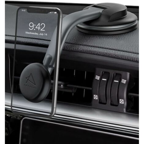 Green Mobility-Support Telephone Voiture Tableau de Bord Support Telephone Voiture Ventouse réglable Porte Telephone Voiture Aimant Rotation à 360° Support Telephone Voiture magnetique Gris