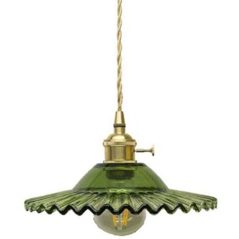 Green Mobility-Suspension industrielle vintage en verre E27, luminaire rétro en verre (verre vert sans s)