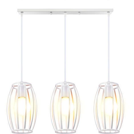 Green Mobility-Suspension Luminaire D'Intérieur Rétro 3 Lumières Lustre Vintage Plafonnier En Métal Pour Chambre À Coucher, Salon, Salle À Manger, Cuisine Blanc