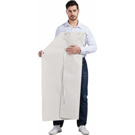 Green Mobility-Tablier Hommes Épais Long En Caoutchouc Résistant À L’Huile Imperméable Pour Usine Abattoir Blanc