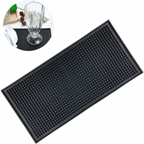 Green Mobility-Tapis de Bar en Caoutchouc Antidérapant PVC, Noir Étanche, Cafe Silicone Tassage Tapis, Épais et Durable pour Restaurant Comptoir (30 x 15 cm), (Lushyp077)