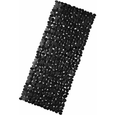 Green Mobility-Tapis de Douche Antiderapant Tapis de Baignoire de Bain Enfant avec Ventouse Anti Moisissure Fond de Douche Galet Lavable en Machine, SANS Phtalates de Latex, Extra Long 88 x 40cm Noir