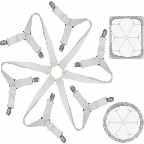 Green Mobility-Tendeur Drap Housse Lit Drap Réglable Attache Drap Housse Élastique 3 Voies 6 Côtés Feuilles De Literie Bretelles Drap De Lit Attaches Pour Draps De Lit Coussin De Canapé Matelas Blanc