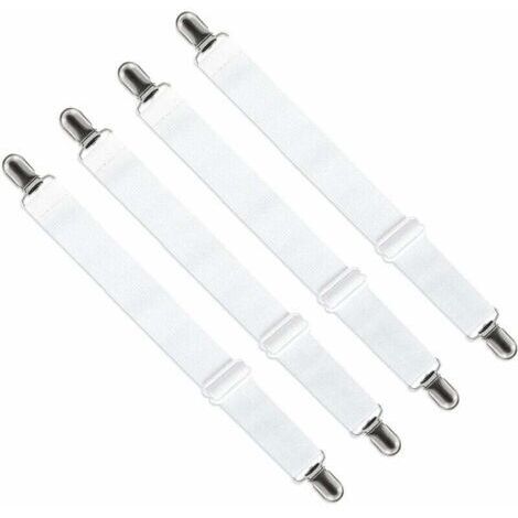 Green Mobility-Tendeur Drap Housse Réglable 65 200cm Attache Sangle Ajustable pour Lit Canapé Lot de 4 Blanc