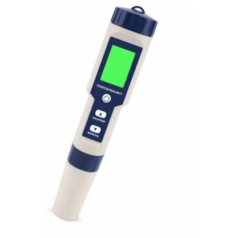 Green Mobility-Testeur PH Mètre Électronique 5-en-1,Mesure Ph & TDS & EC Salinité & TempératureTesteur de qualité de l'eau,Écran LCD et Précision de Lecture,pour l'eau Potable, Aquariums, Piscines etc