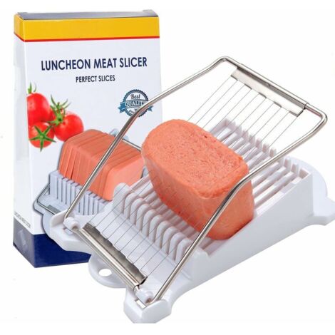 Green Mobility-Trancheuse,trancheuse à viande polyvalente, trancheuse à œufs en fil d'acier inoxydable, coupe 10 tranches pour les fruits, les oignons, les aliments mous et le jambon (blanc)