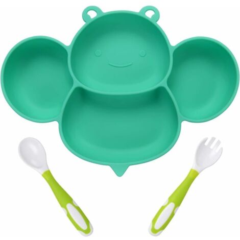 Green Mobility-Vaisselle Silicone pour Bébé,Assiette ventouse Sans BPA Assiette Ventouse Pour Bébé Napperon en Silicone Antidérapant avec Ventouses pour Bébés,Enfants