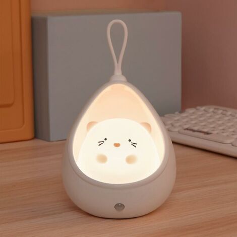 Green Mobility-Veilleuse Chat Mignon Enfants, Veilleuse Bébé Avec Capteur, Veilleuse Rechargeable Enfants, Veilleuses LED Blanc Chaud Pour Enfants, Veilleuse Enfants Bedr