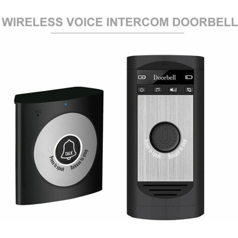 Green Mobility-Voix Sans Fil Intercom Sonnette 2 Voies Avec 1 Moniteur De Conversation  Unite Exterieure Bouton 1  Unite Interieure Recepteur Smart Home Security Sonnette, Argent Et Noir