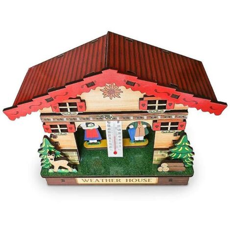 Green Mobility-Weather House, Wood Weather House Chalet Baromètre Thermomètre