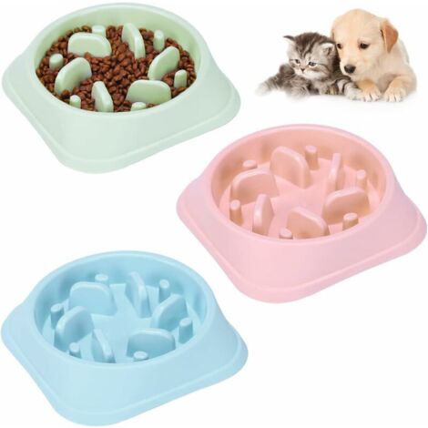 Green Mobility-WideSmart 3Pcs Gamelle Anti Glouton pour Chien,Bol de Chien Slow Feeder Bol alimentation Lente pour Chien Alimentation Ralentie Interactive Animaux Cuvette eau de Boisson animal Familie